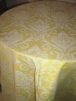 Beautiful yellow vintage baroque pattern huge damask tablecloth