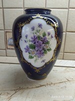 Gyönyörű, kézzel festett, kobaltkék, ibolyás váza  eladó!27 cm