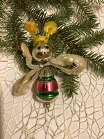 Régi üveg és zsenília méhecske karácsonyfadísz