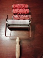 Old rubber paint roller, with container, 3 samples