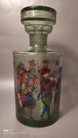 Látványos kézműves üveg üveg dugóval festett jelenetes