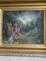 Painting with nudes in the forest