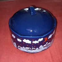 Cobalt blue lid, German porcelain, biscuit holder, storage
