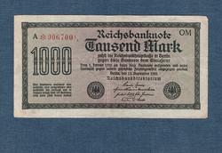 1000 Mark 1922 Reichsbanknote azaz Német 1000 Márka Birodalmi Bankjegy