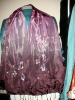 Hand-dyed fringed silk stole, scarf
