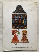 Old illustrated Christmas card - no. Éva Horváth drawing -5.