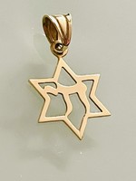 14K gold Star of David pendant with chai (life) symbol