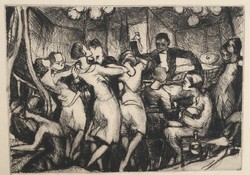 Art deco etching 1925 Parisian jockey bar !!! Ferenc Miskolczy