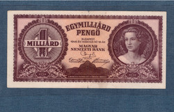 Egymilliárd Pengő 1946 eredeti bankjegy laminálva!