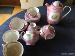 Beautiful eosin porcelain tea set, flawless, for 6 people