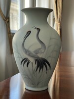 Bakos Éva Herendi vintage antik porcelán váza madaras