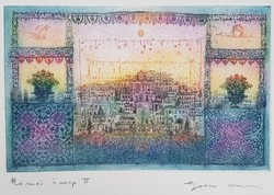 Gross Arnold - Római ünnep II. 20 x 32 cm színezett rézkarc