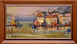 László Budai: Small bay - framed: 42x72 cm - artwork size: 30x60cm - 21/101