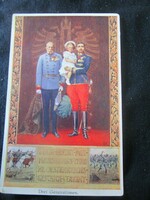 Around 1914 Hungarian king József Ferenc + later iv. Crown Prince Károly + Otto color postcard