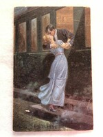 Antik, régi romantikus  képeslap                         -5.