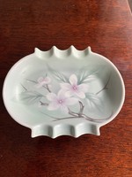 Herendi Bakos Éva kézzel festett retro vintage virágos hamutál porcelán hamutartó tál tálka