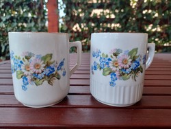 Zsolnay porcelain mug - forget-me-not, daisy 2 pieces vintage