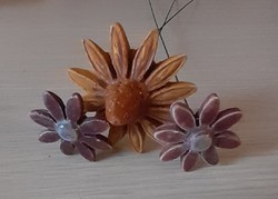 3 szál barna-lila kerámia virág