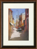 Ede Pósa: Colorful afternoon - framed: 42x32 cm - artwork size: 28x18 cm - 208/544