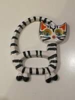 Vintage ceramic cat wall hanging decor, hand painted