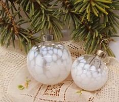 Üveg karácsonyfadísz, 2 db muránói stilusú gömb