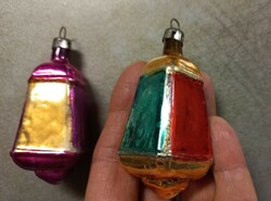 2 db régi üveg lampion karácsonyfadísz