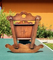 Vintage cot with inlaid wood