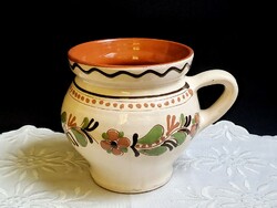 A very nice old, glazed ceramic creamer, milk jug, cunt