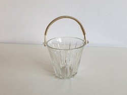 Retro glass ice cube holder old ice bucket with handle