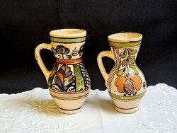 2 Corund colored ceramic goblets, jug 12-13 cm