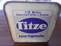 RÉGI TITZE FEIGENKAFFE KÁVÉSDOBOZ PLÉHDOBOZ !!