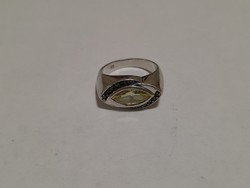 Gyönyörű vastag 925 ezüst citrin és markazit köves gyűrű