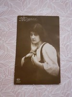 Old mignon postcard 1916 female photo postcard