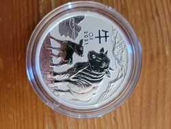 Silver lunar iii 2021 ox color silver coin. 2 oz