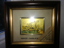 Trieste - gold plate picture under glass, framed, with certificate