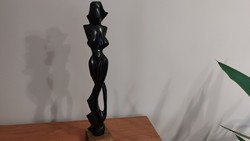 (K) Art deco női akt faszobor, 34 cm magas