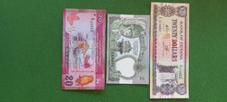 Mixed banknotes unfolded