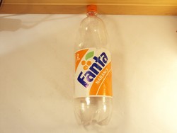 Retro fanta orange soft drink bottle - painted label, plastic bottle - 1995, 2 liters