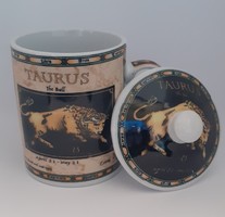 Csillagjegyes porcelán bögre kis tetővel - bika