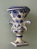 Nagyon szép Holland Delft kétfüles talpas porcelán váza