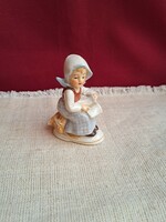 German germany girl bookish nipp figurine porcelain display case display case heirloom antique nostalgia