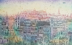 Gross Arnold - Budapest.16 x 26 cm színezett rézkarc