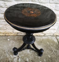 Antique 1800s Boulle Brass Inlay Side Table, Emperor Franz Joseph Decor, Coffee, Salon Table