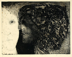István Horkay (19245- ) two 39x52cm cold needle 10/6 1975. Man woman etching