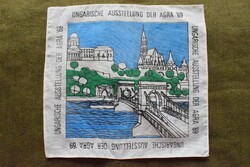 Sights of Budapest Hungarian exhibition commemorative scarf souvenir ungarische ausstellung der agra 1969
