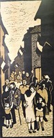 Italy, Liberation Day (linocut) a. Platone - historical picture