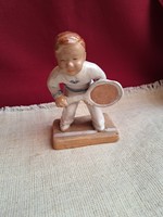 Izsépy tennis player ceramic nipp figurine porcelain display case display case heirloom antique nostalgia