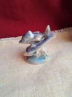 Delfin delfinek fogpiszkálótartó nipp figura porcelán vitrindísz vitrin hagyaték régiség nosztalgia