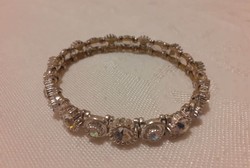 Silver-colored bracelet with aurora borealis crystal decoration (rubber)
