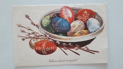 Retro húsvéti képeslap 1968 régi levelezőlap tojások barka